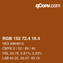 カラーコード: RGB 152 72.4 16.4 | qconv.com