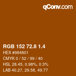 カラーコード: RGB 152 72.8 1.4 | qconv.com
