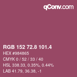 カラーコード: RGB 152 72.8 101.4 | qconv.com
