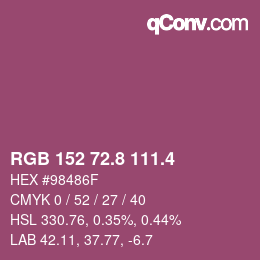 カラーコード: RGB 152 72.8 111.4 | qconv.com