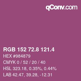 カラーコード: RGB 152 72.8 121.4 | qconv.com