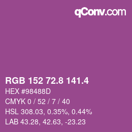 カラーコード: RGB 152 72.8 141.4 | qconv.com