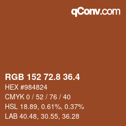 カラーコード: RGB 152 72.8 36.4 | qconv.com