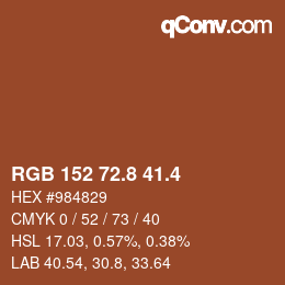 カラーコード: RGB 152 72.8 41.4 | qconv.com