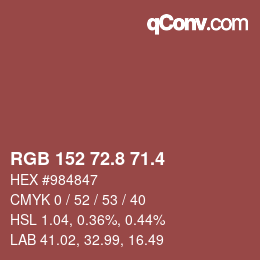 カラーコード: RGB 152 72.8 71.4 | qconv.com
