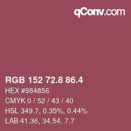 カラーコード: RGB 152 72.8 86.4 | qconv.com