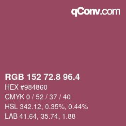 カラーコード: RGB 152 72.8 96.4 | qconv.com