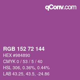 颜色代码: RGB 152 72 144 | qconv.com