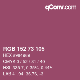 颜色代码: RGB 152 73 105 | qconv.com