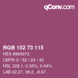 カラーコード: RGB 152 73 115 | qconv.com