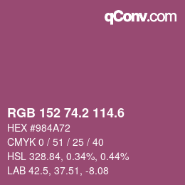 カラーコード: RGB 152 74.2 114.6 | qconv.com