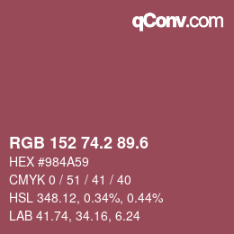 カラーコード: RGB 152 74.2 89.6 | qconv.com