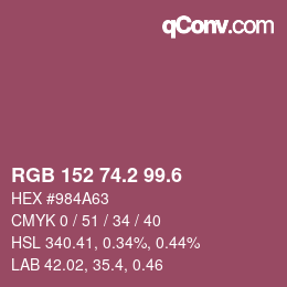 カラーコード: RGB 152 74.2 99.6 | qconv.com