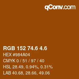 カラーコード: RGB 152 74.6 4.6 | qconv.com