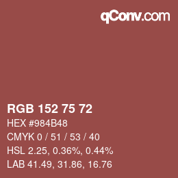 Color code: RGB 152 75 72 | qconv.com