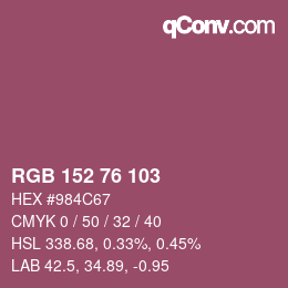 Color code: RGB 152 76 103 | qconv.com