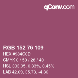 Color code: RGB 152 76 109 | qconv.com