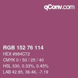 Color code: RGB 152 76 114 | qconv.com