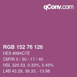 Color code: RGB 152 76 126 | qconv.com