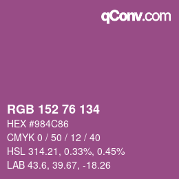 Color code: RGB 152 76 134 | qconv.com