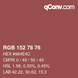 Código de color: RGB 152 78 76 | qconv.com