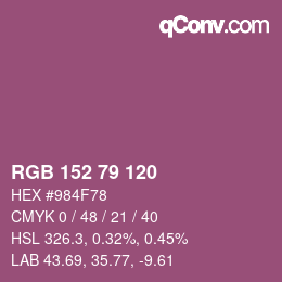 颜色代码: RGB 152 79 120 | qconv.com