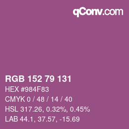 颜色代码: RGB 152 79 131 | qconv.com