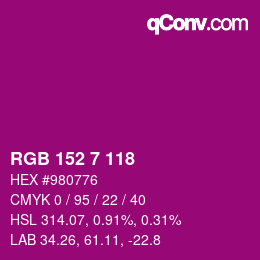Color code: RGB 152 7 118 | qconv.com