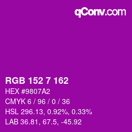 Color code: RGB 152 7 162 | qconv.com