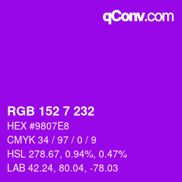 カラーコード: RGB 152 7 232 | qconv.com