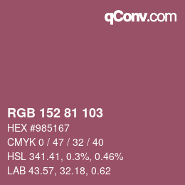 カラーコード: RGB 152 81 103 | qconv.com