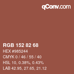 Color code: RGB 152 82 68 | qconv.com