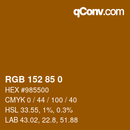 Color code: RGB 152 85 0 | qconv.com