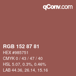 Color code: RGB 152 87 81 | qconv.com