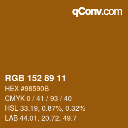 Código de color: RGB 152 89 11 | qconv.com