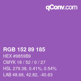 Color code: RGB 152 89 185 | qconv.com