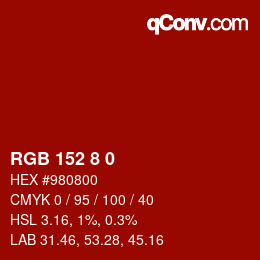 カラーコード: RGB 152 8 0 | qconv.com
