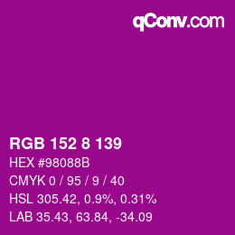 Color code: RGB 152 8 139 | qconv.com