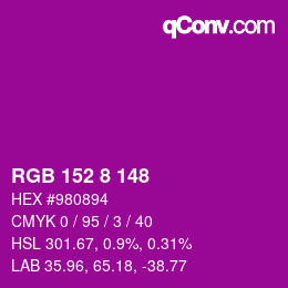 Color code: RGB 152 8 148 | qconv.com