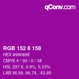 Color code: RGB 152 8 158 | qconv.com