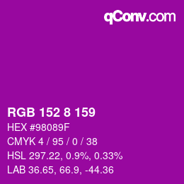 Color code: RGB 152 8 159 | qconv.com