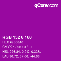 Color code: RGB 152 8 160 | qconv.com