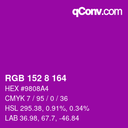 カラーコード: RGB 152 8 164 | qconv.com