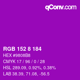 Color code: RGB 152 8 184 | qconv.com