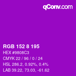 Color code: RGB 152 8 195 | qconv.com