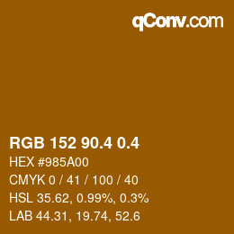 カラーコード: RGB 152 90.4 0.4 | qconv.com