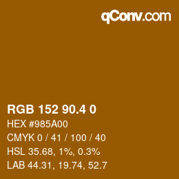 カラーコード: RGB 152 90.4 0 | qconv.com