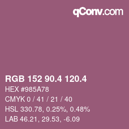 カラーコード: RGB 152 90.4 120.4 | qconv.com