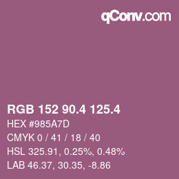 カラーコード: RGB 152 90.4 125.4 | qconv.com