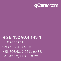 カラーコード: RGB 152 90.4 145.4 | qconv.com
